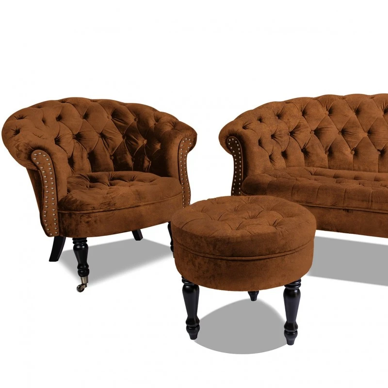 Фотьойл Честърфийлд Людовик, винтидж коняк